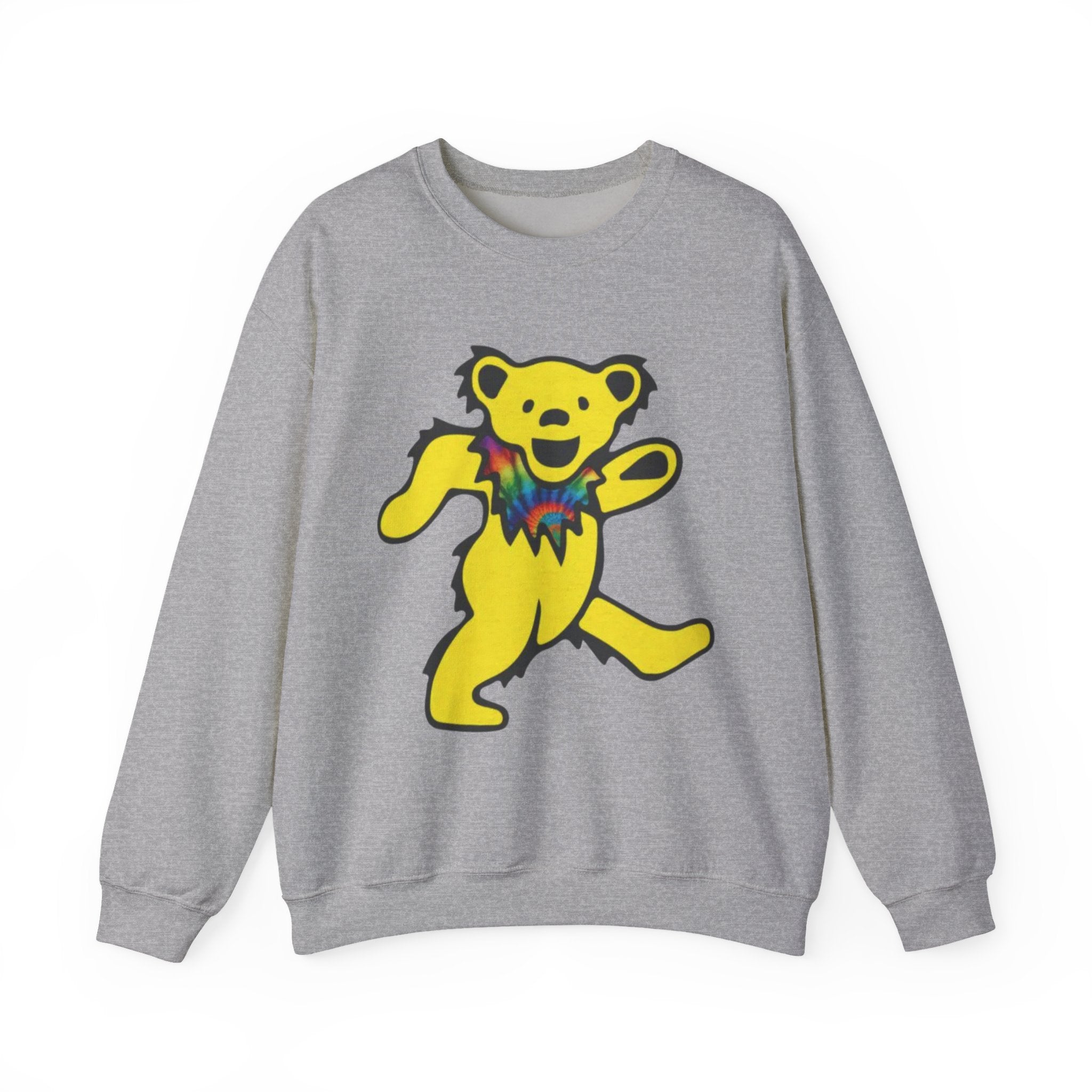 Grateful Dead Dancing Yellow Bear graphic Sweatshirt | Psychedelic Tie-Dye Collar