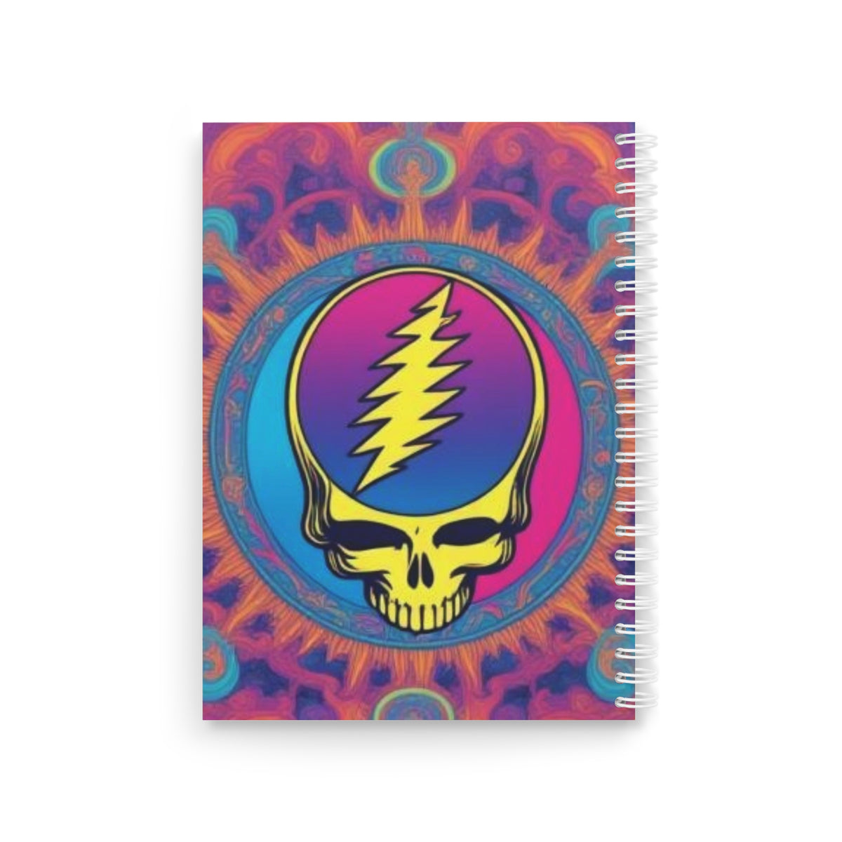 Lightning Skull psychedelic spiral notebook | Grateful Dead inspired journal