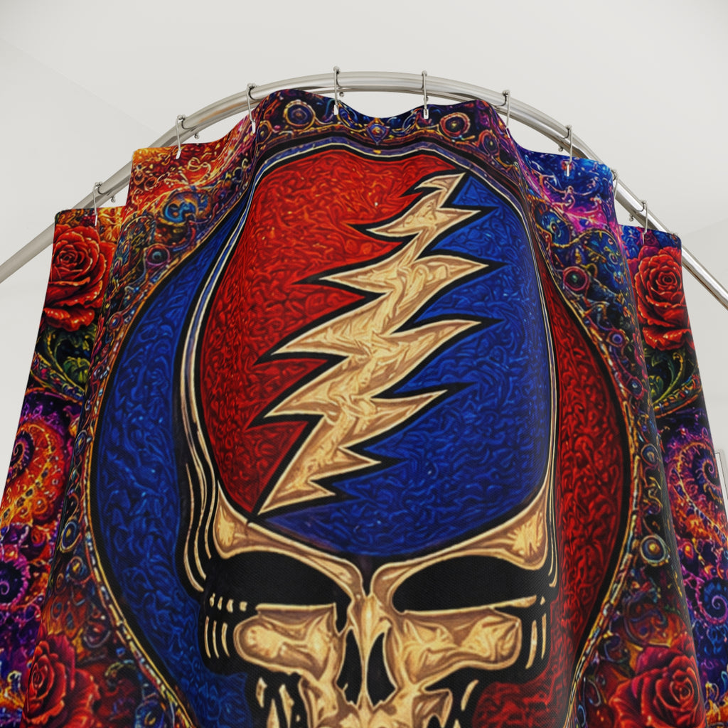 Steal Your Face Skull Lightning Shower Curtain | Psychedelic Grateful Dead Bath Decor