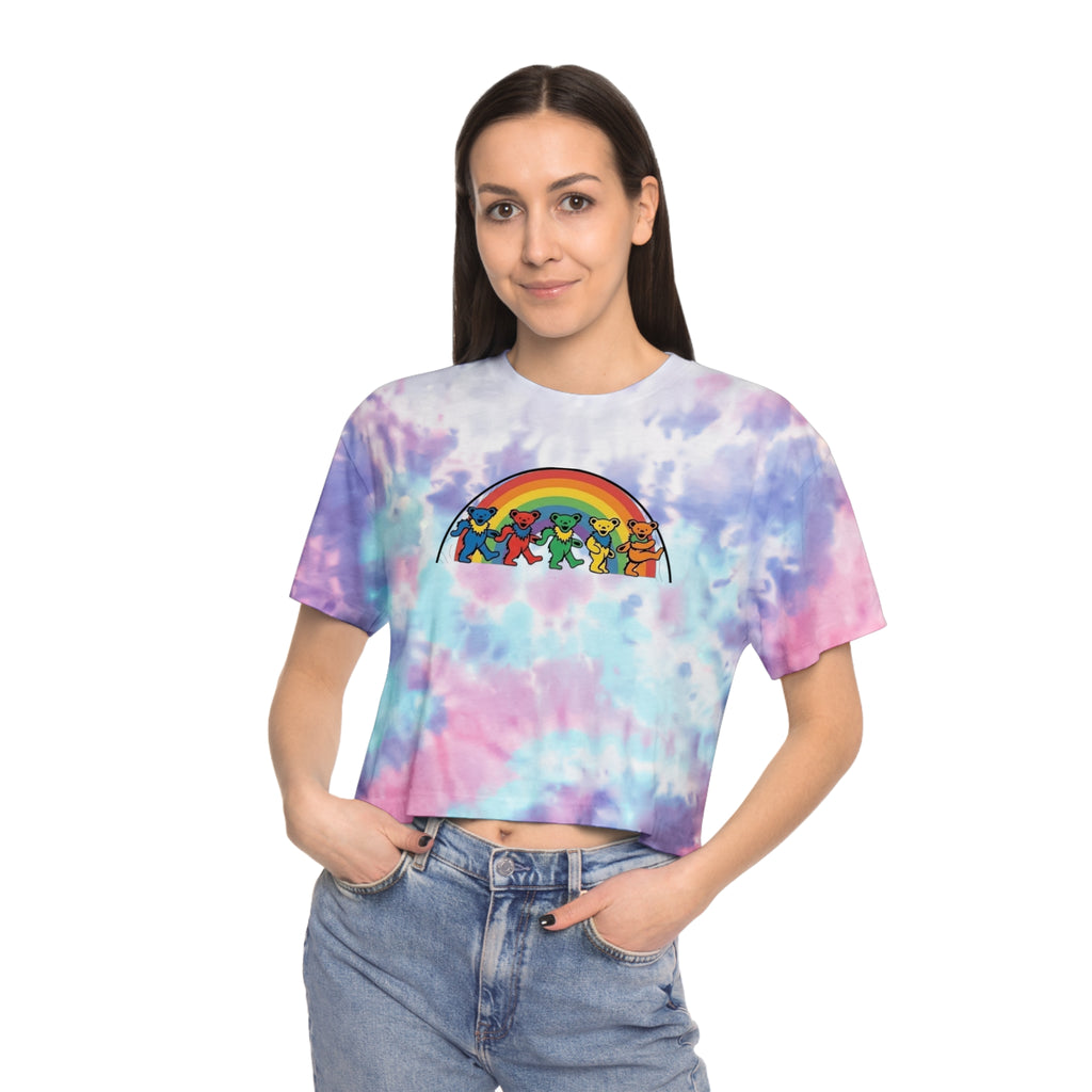 Dancing Bears Rainbow Tee | Tie-Dye Crop Tee, gift for her, deadhead, Grateful Dead inspired