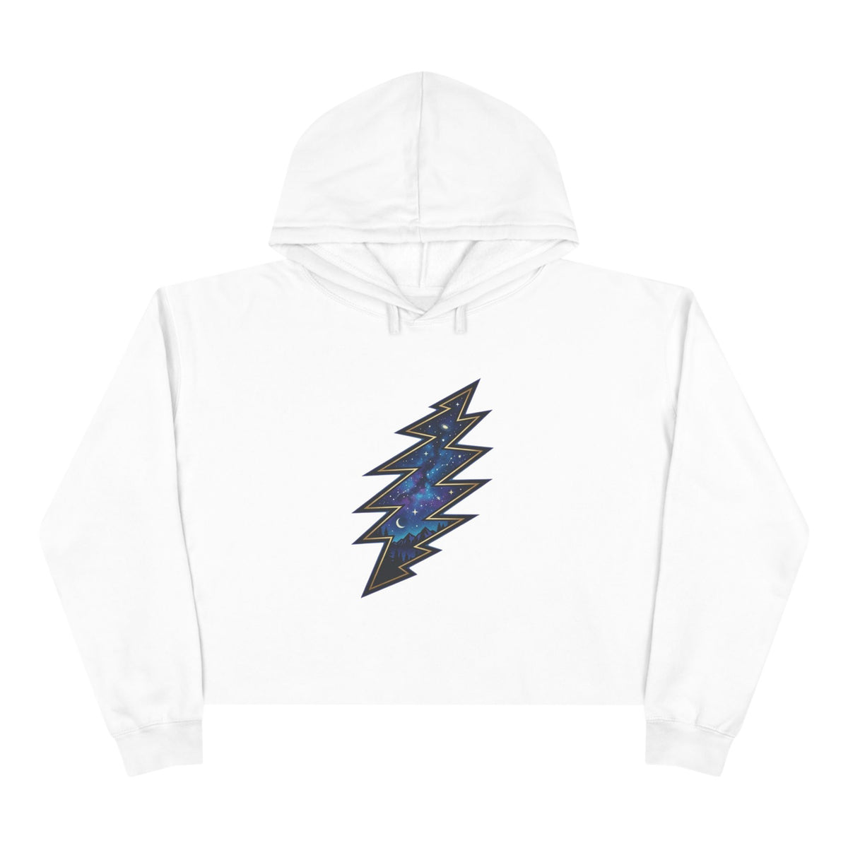 Grateful Dead Galaxy Lightning Bolt Crop Hoodie | Space Thunderbolt Cropped Sweatshirt
