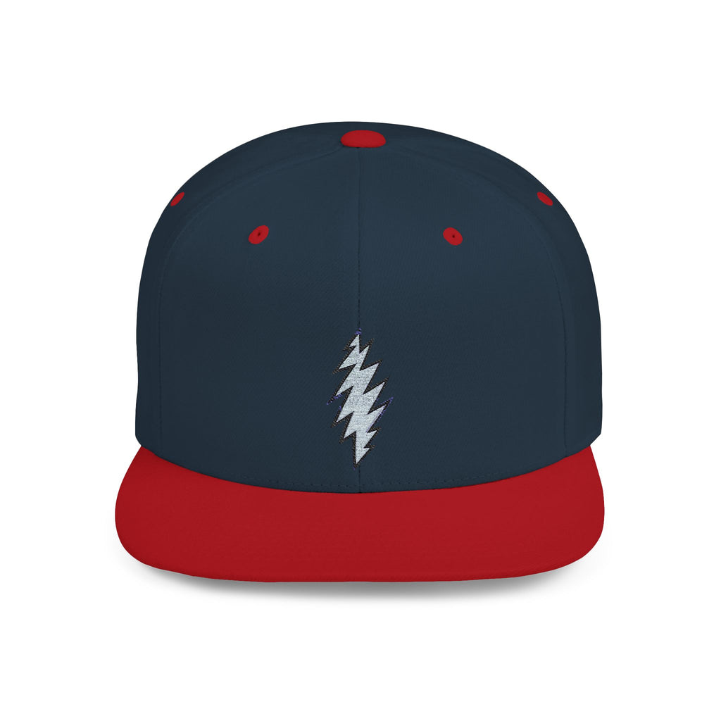 Flat Bill Snapback Cap with Grateful Dead Design, Music Festival Hat, Retro Rocker Accessory, Hippie Concert Gear, Embroidered Snapback Cap