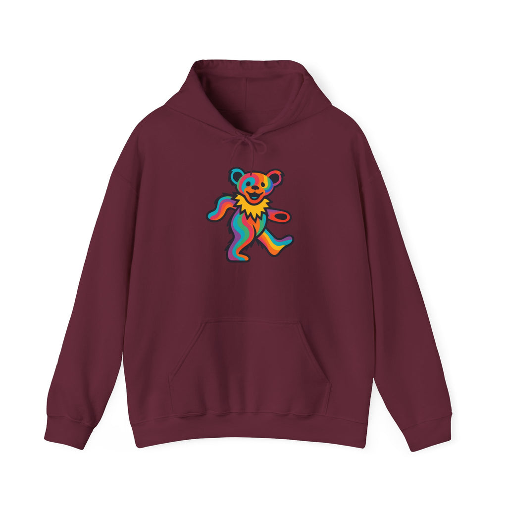 Rainbow Dancing Bear Hoodie | Psychedelic Grateful Dead Inspired, gift for deadhead, unisex, softstyle hoodie