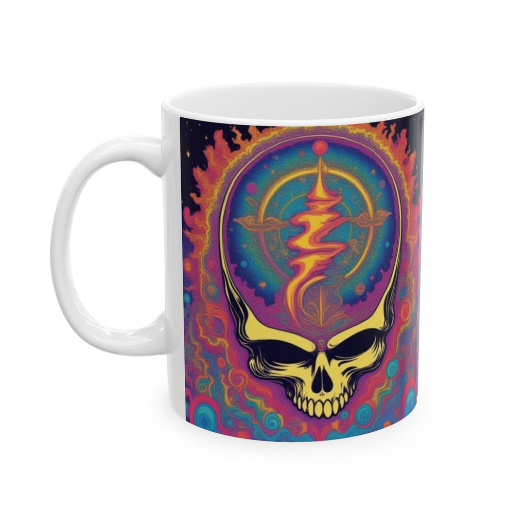 Psychedelic Cosmic Skull Mug | Colorful Trippy Space Design