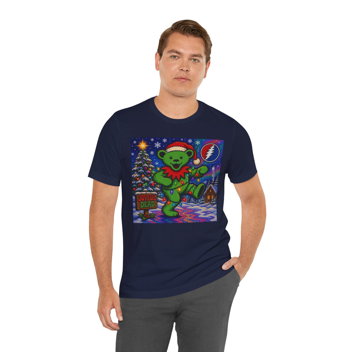 Gift for deadhead, her, him, Dancing Bear Christmas Grateful Dead Tee | Holiday Stealie Graphic