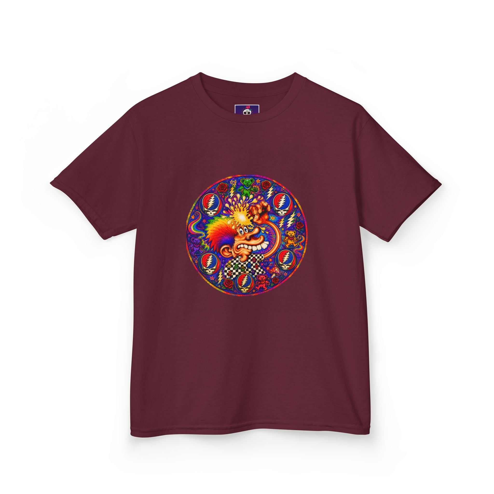 Psychedelic Grateful dead ice cream manKids T-Shirt | Colorful Mandala Circle Design