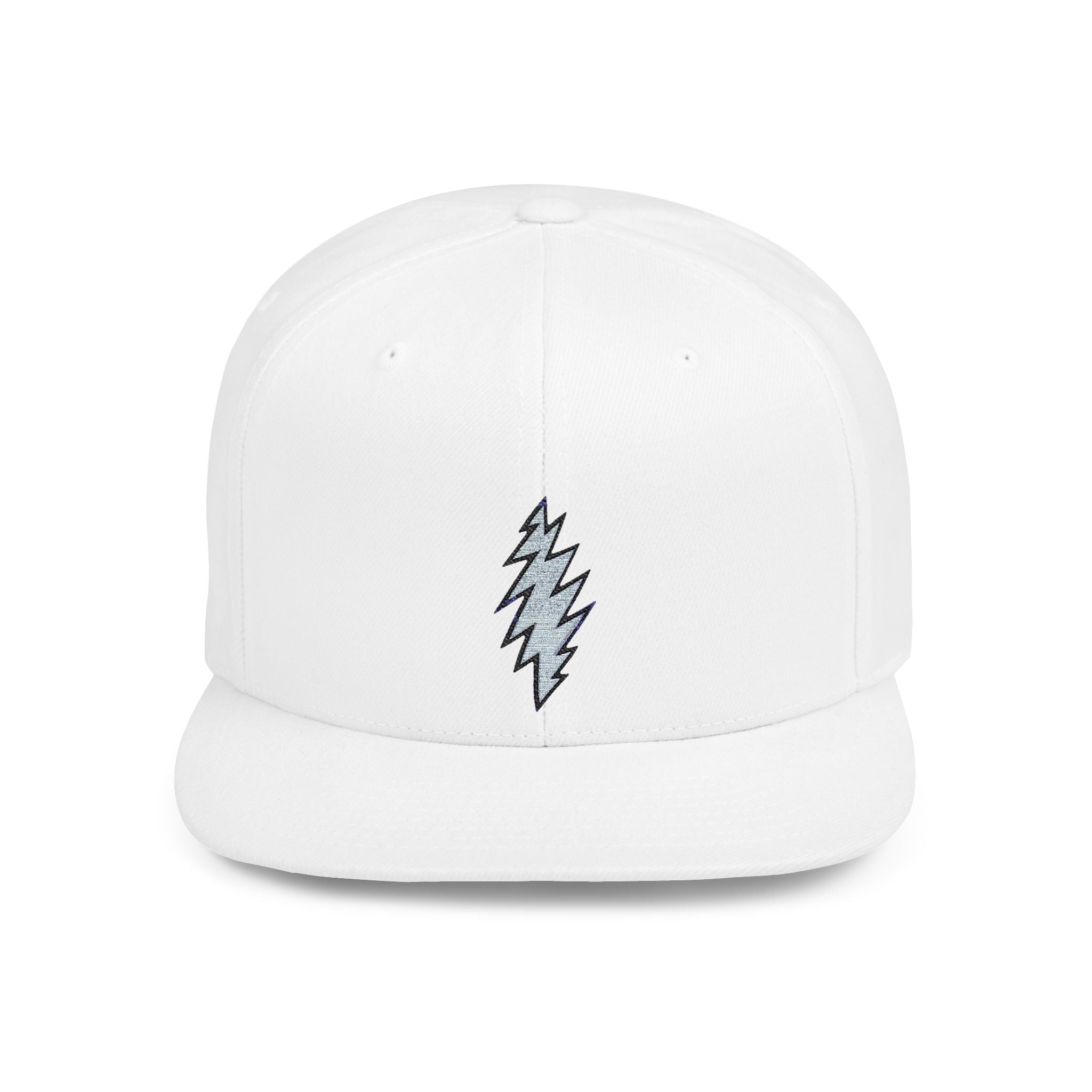 Flat Bill Snapback Cap with Grateful Dead Design, Music Festival Hat, Retro Rocker Accessory, Hippie Concert Gear, Embroidered Snapback Cap