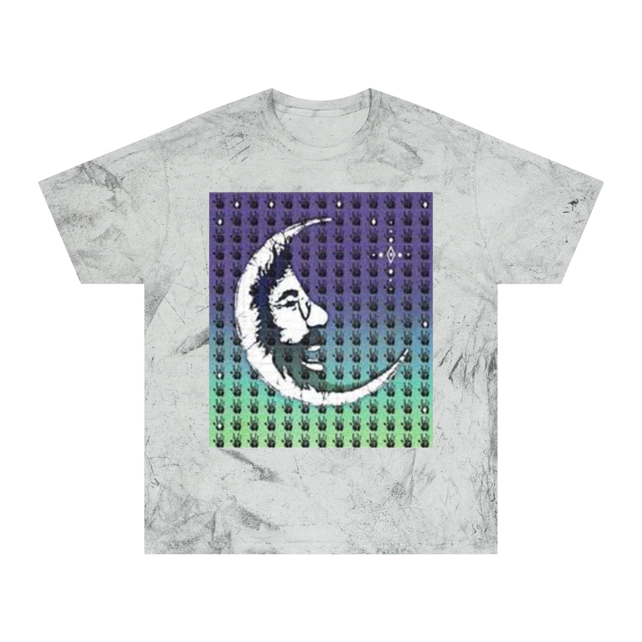 Jerry Garcia blotter Crescent Moon Face Graphic T-Shirt | Gradient Dot Square Print