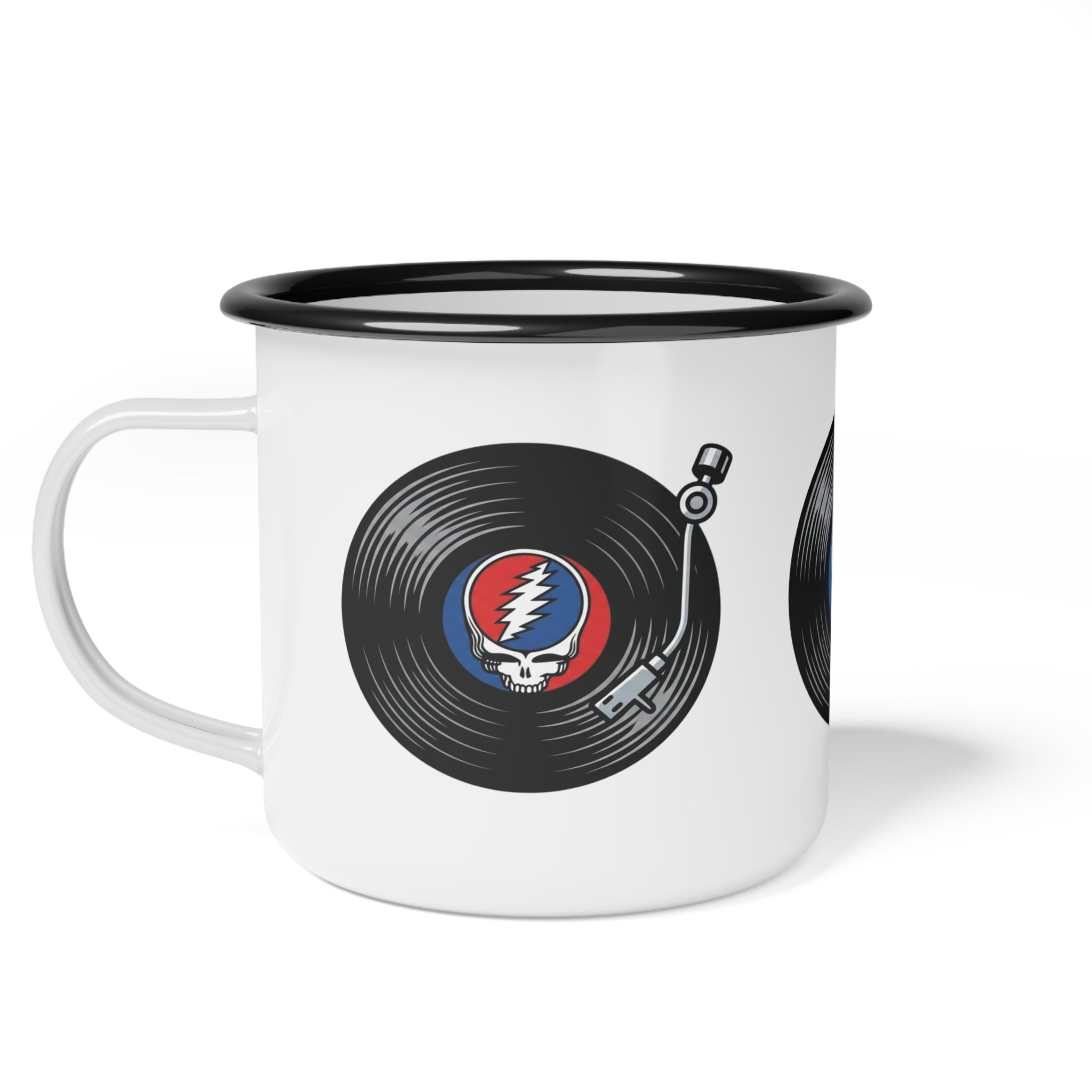 Grateful Dead Skull Lightning Record enamel camp cup | Vinyl Turntable Design