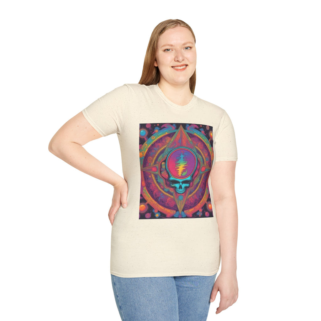 Psychedelic Skull Mandala T-Shirt | Retro Rainbow Grateful Dead Style