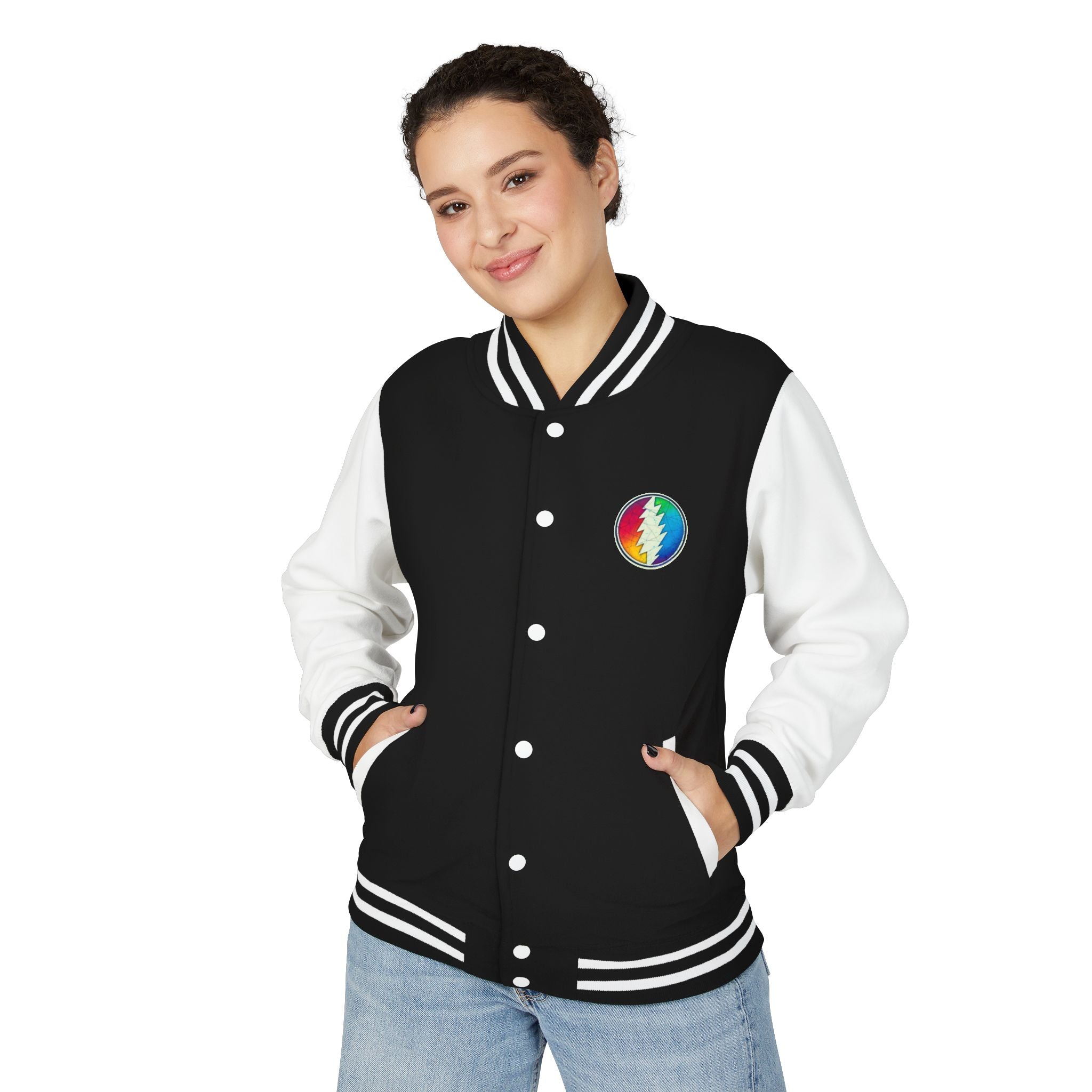 Rainbow Grateful Dead Steal Your Face Letterman Jacket | Varsity Jacket, gift for deadhead unisex