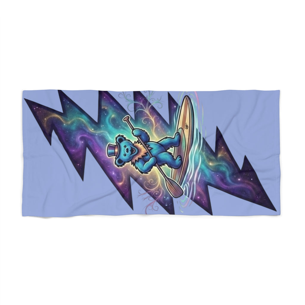 Surfing Bear Lightning Bolt Beach Towel | Cosmic Grateful Dead Inspired