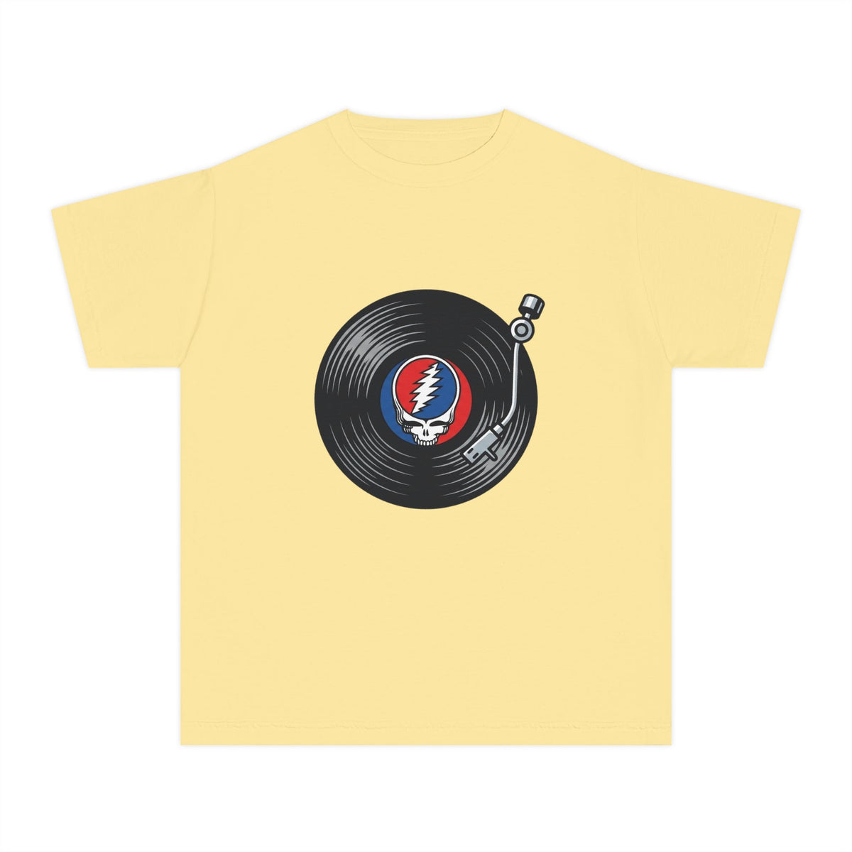 Youth Tee — Retro Vinyl Record Grateful Dead Skull Logo Shirt