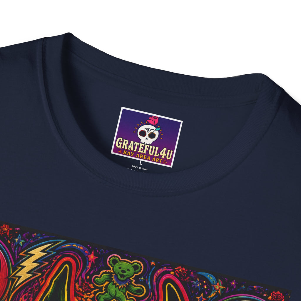 Psychedelic Dire Wolf Grateful Dead  Illustration T-Shirt | Retro Skull Lightning Graphics