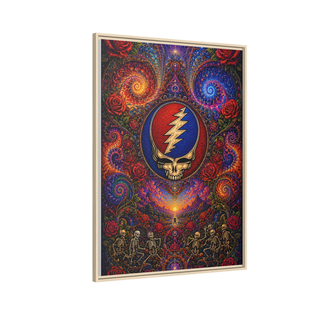 Steal Your Face Skull Lightning Canvas Framed Wall Art | Matte Framed Canvas, Grateful Dead, gift for a deadhead