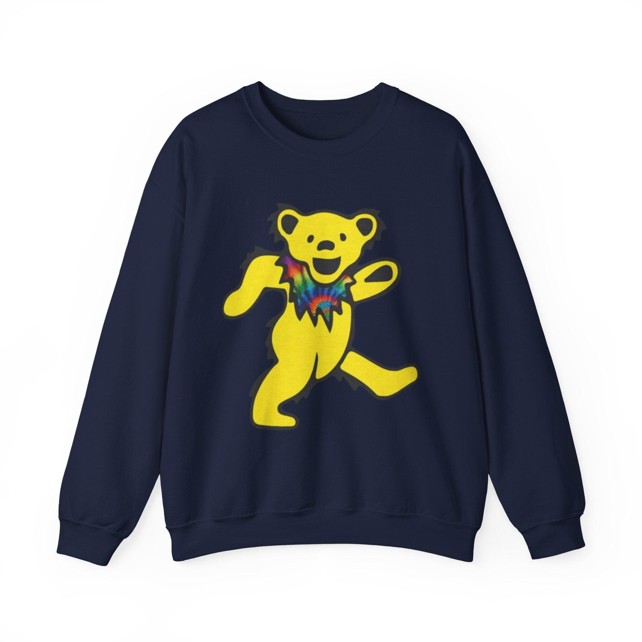 Grateful Dead Dancing Yellow Bear graphic Sweatshirt | Psychedelic Tie-Dye Collar