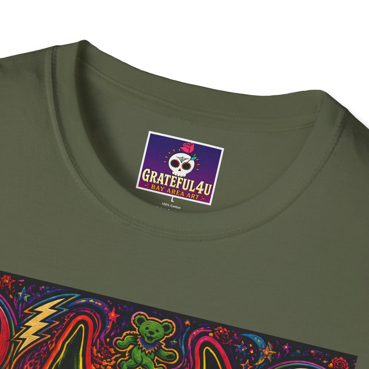 Psychedelic Dire Wolf Grateful Dead  Illustration T-Shirt | Retro Skull Lightning Graphics