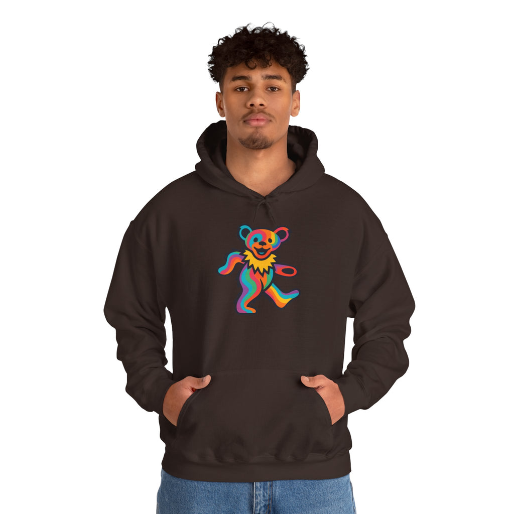 Rainbow Dancing Bear Hoodie | Psychedelic Grateful Dead Inspired, gift for deadhead, unisex, softstyle hoodie