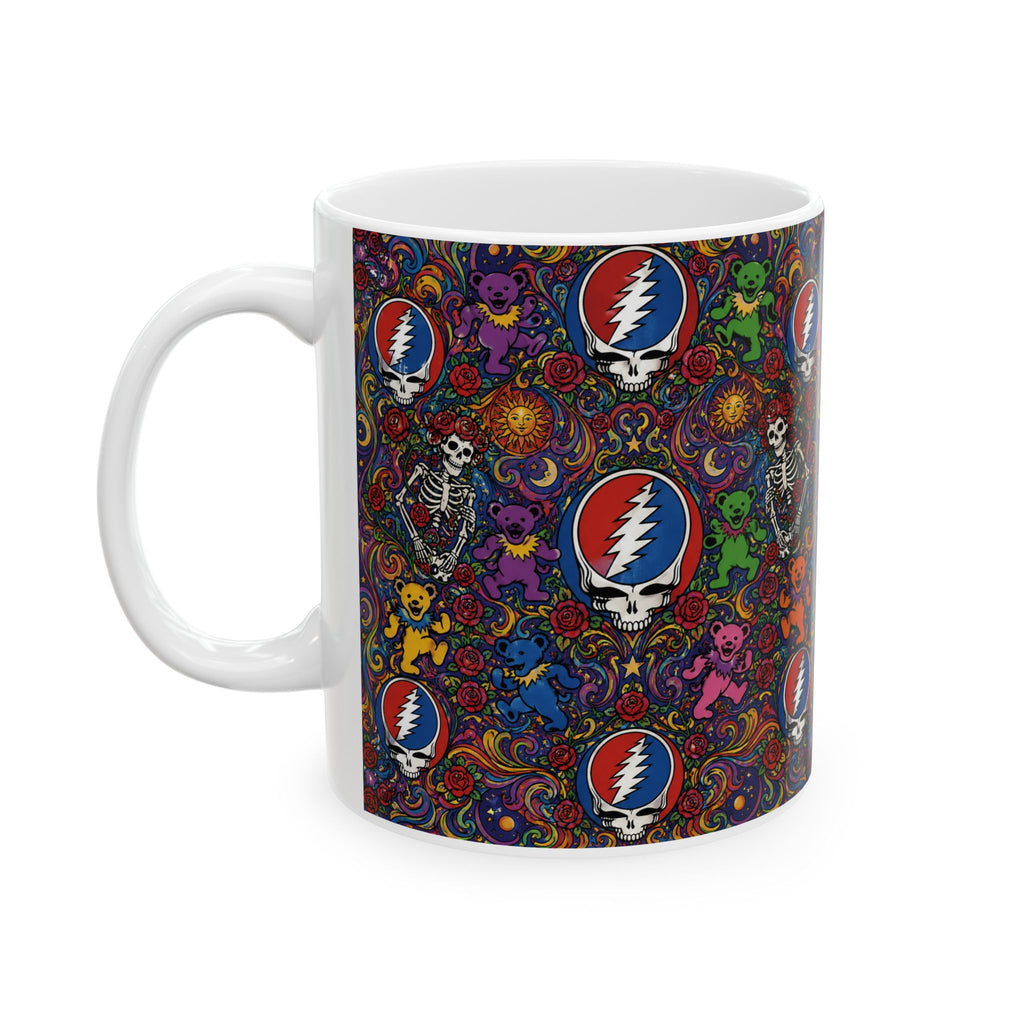 Psychedelic Grateful Dead Steal Your Face Pattern Mug | Ceramic Coffee Cup