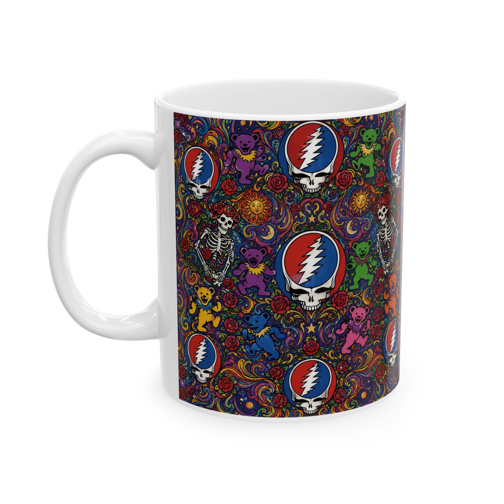 Psychedelic Grateful Dead Steal Your Face Pattern Mug | Ceramic Coffee Cup