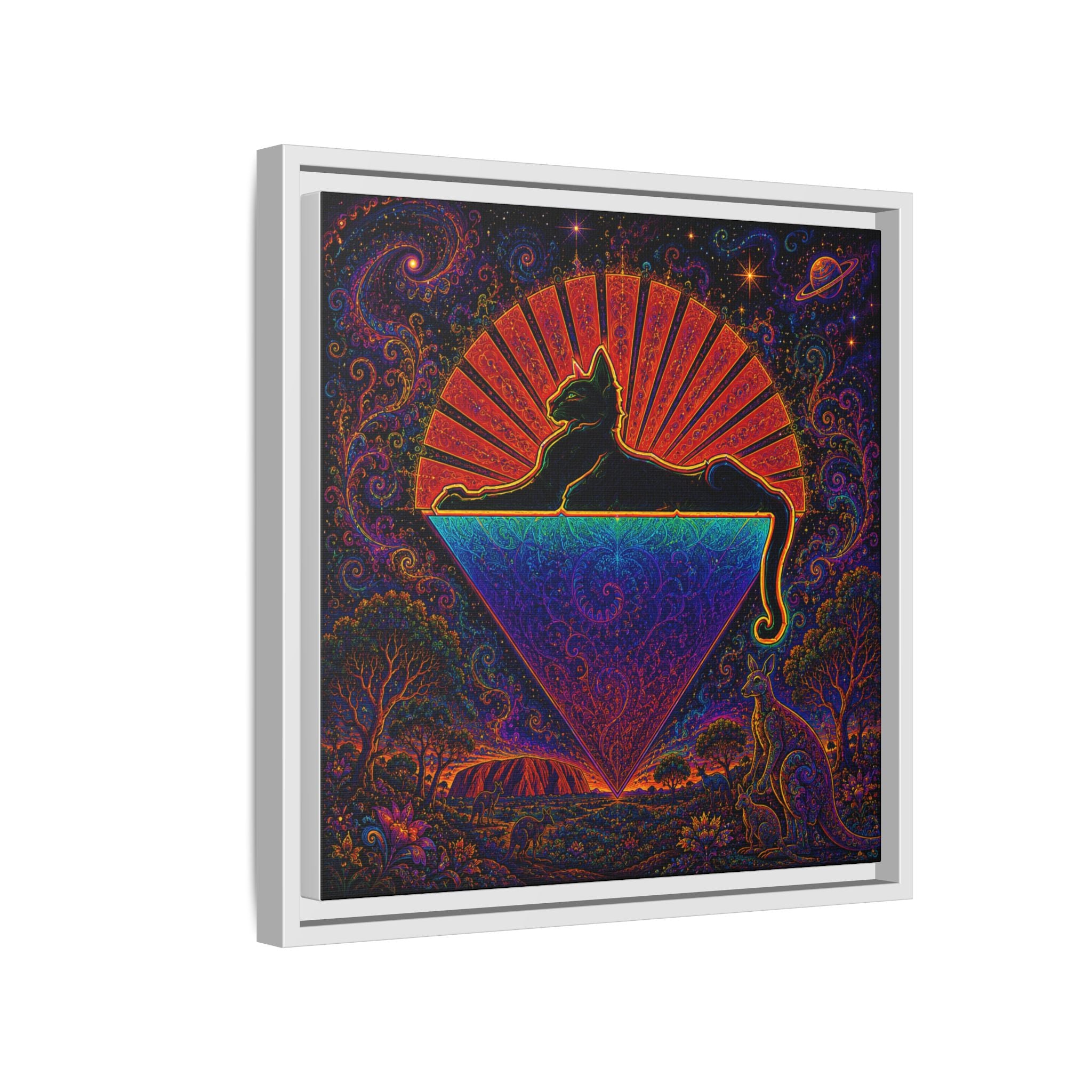 Cats down under the stars Mystic Cat Silhouette Canvas