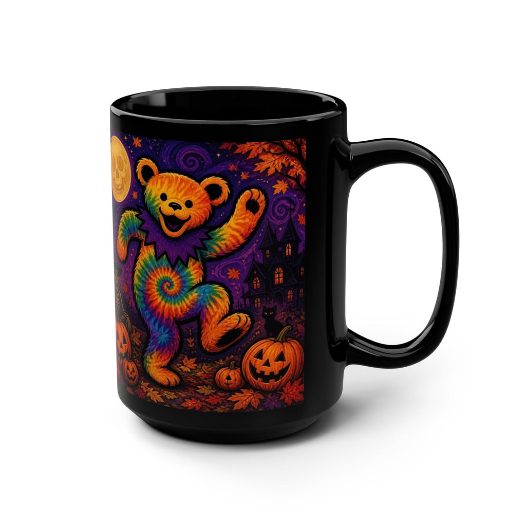 Tie-Dye Dancing Bear Halloween Mug, gift for a deadhead, Grateful Dead,  | 15oz Black Ceramic