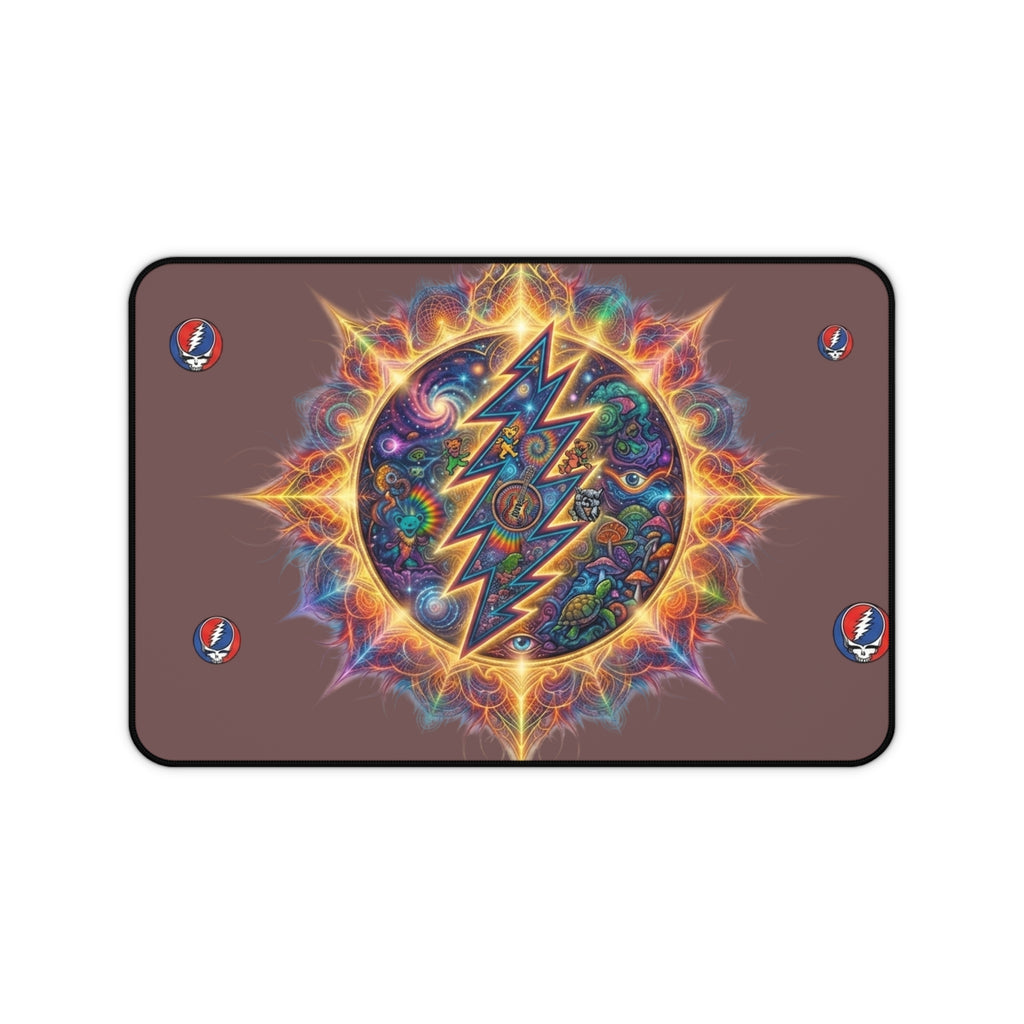 Psychedelic Lightning Skull Mandala Desk Mat | Grateful Dead Inspired