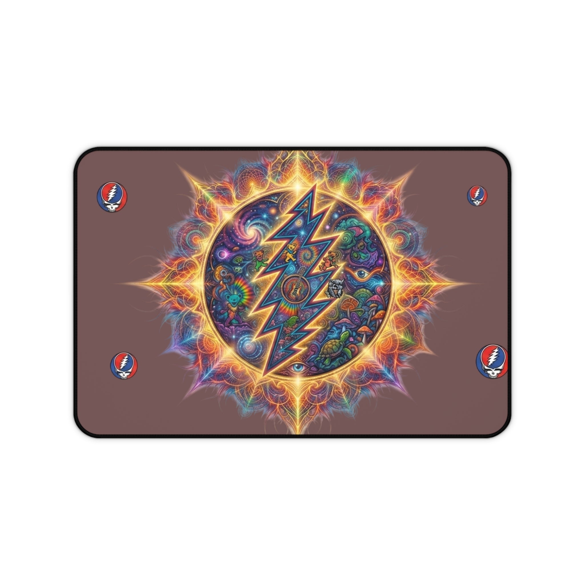 Psychedelic Lightning Skull Mandala Desk Mat | Grateful Dead Inspired