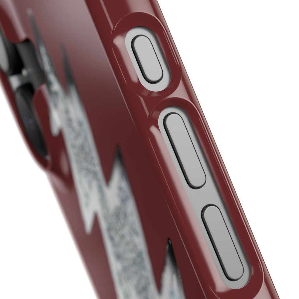 Silver Lightning Bolt Slim Case | Phone Case, Burgundy Background, gift for deadhead