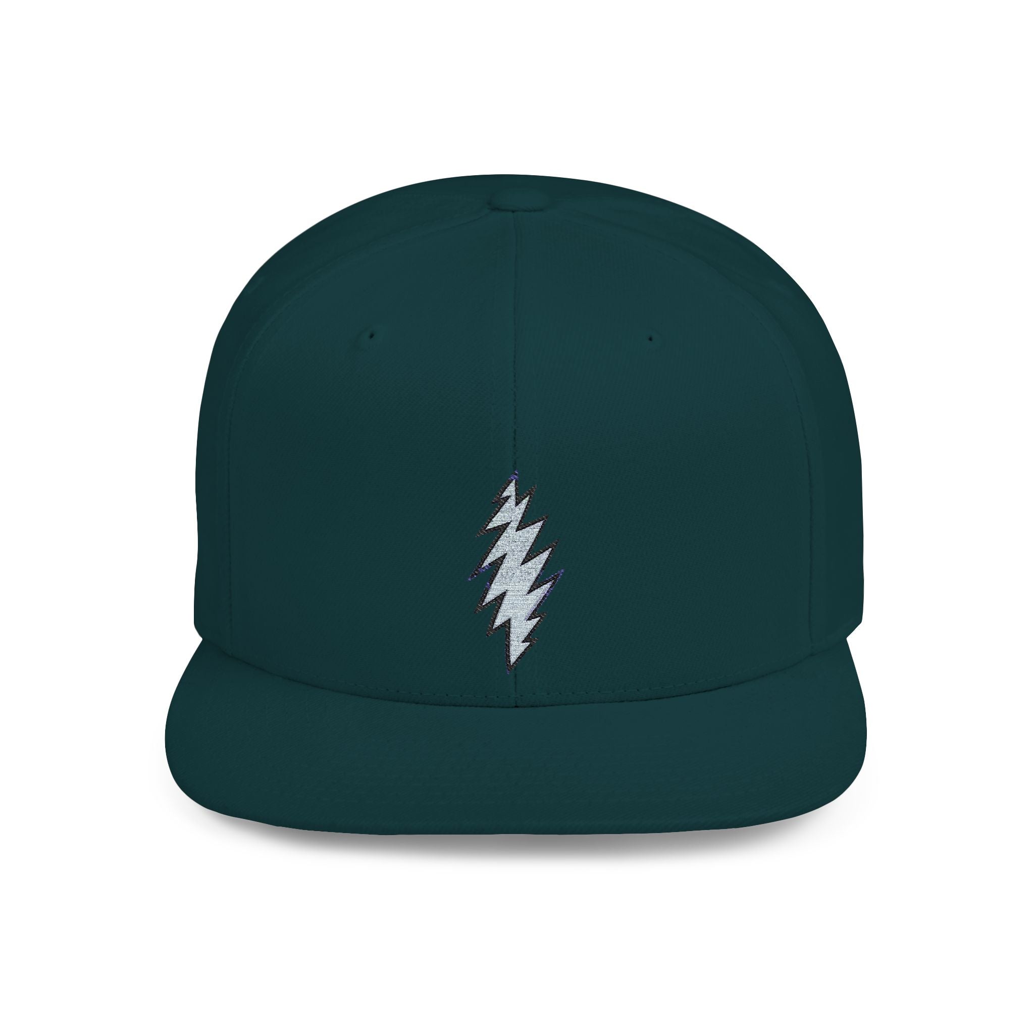 Flat Bill Snapback Cap with Grateful Dead Design, Music Festival Hat, Retro Rocker Accessory, Hippie Concert Gear, Embroidered Snapback Cap