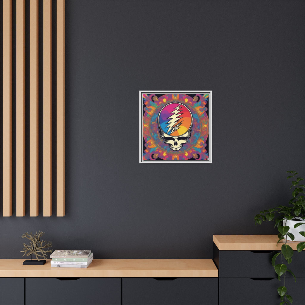 Psychedelic Lightning Skull Matte Canvas Framed | Grateful Dead Wall Art