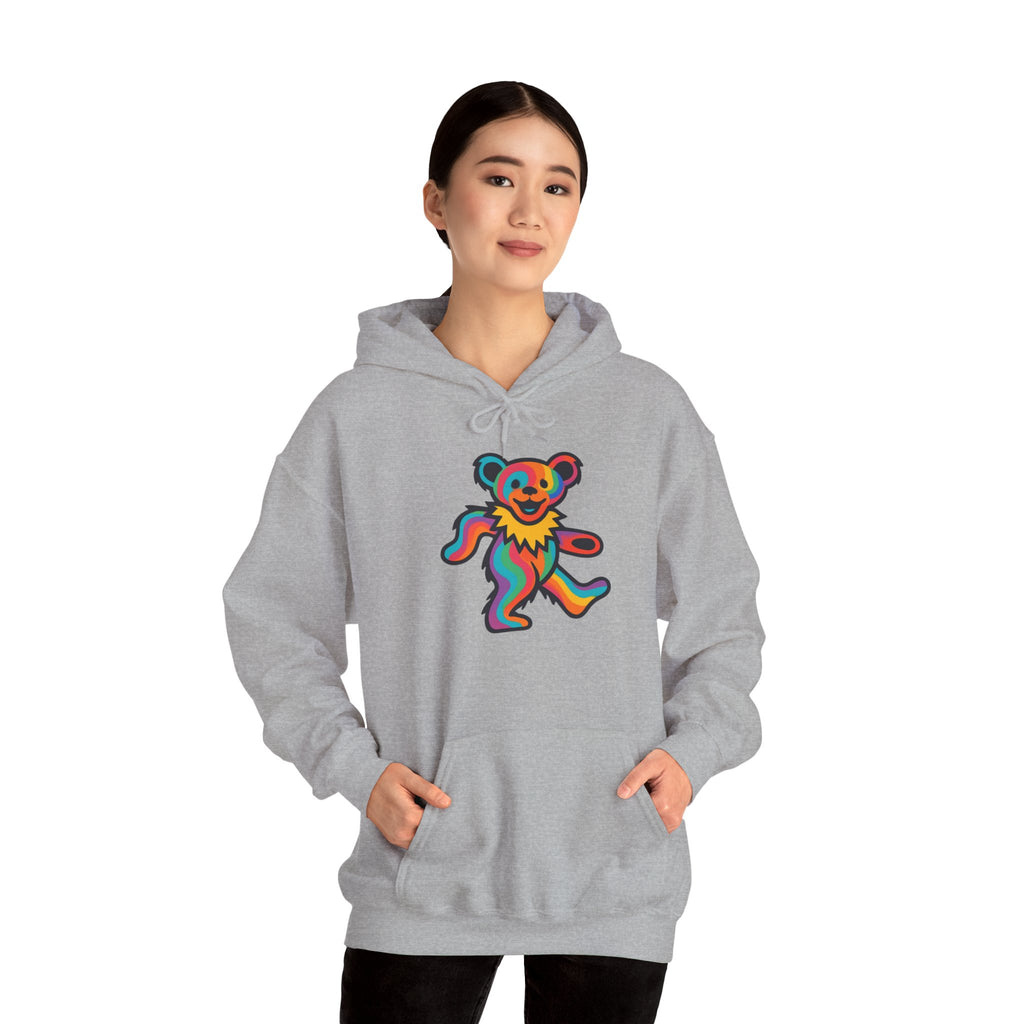 Rainbow Dancing Bear Hoodie | Psychedelic Grateful Dead Inspired, gift for deadhead, unisex, softstyle hoodie
