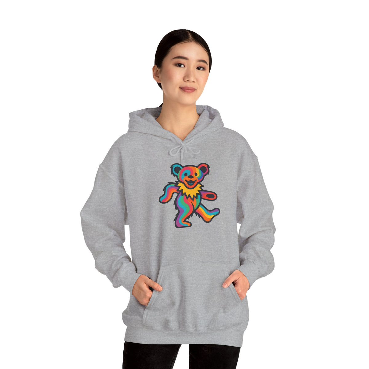 Rainbow Dancing Bear Hoodie | Psychedelic Grateful Dead Inspired, gift for deadhead, unisex, softstyle hoodie