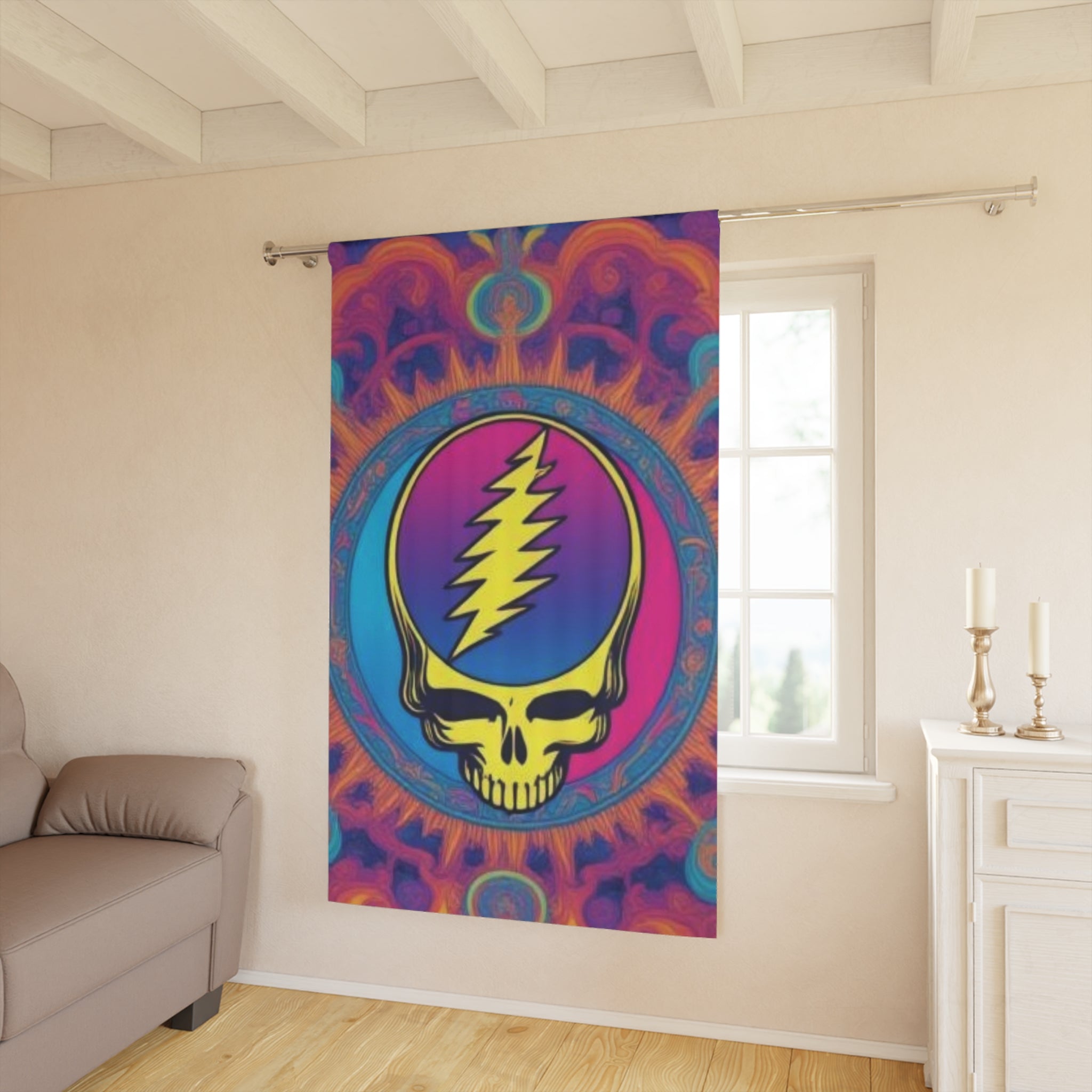 Psychedelic Steal Your Face Skull curtain | Window Curtain, Colorful Grateful Dead Inspired