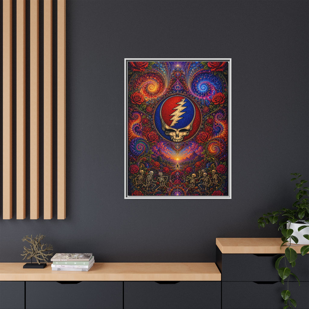 Steal Your Face Skull Lightning Canvas Framed Wall Art | Matte Framed Canvas, Grateful Dead, gift for a deadhead