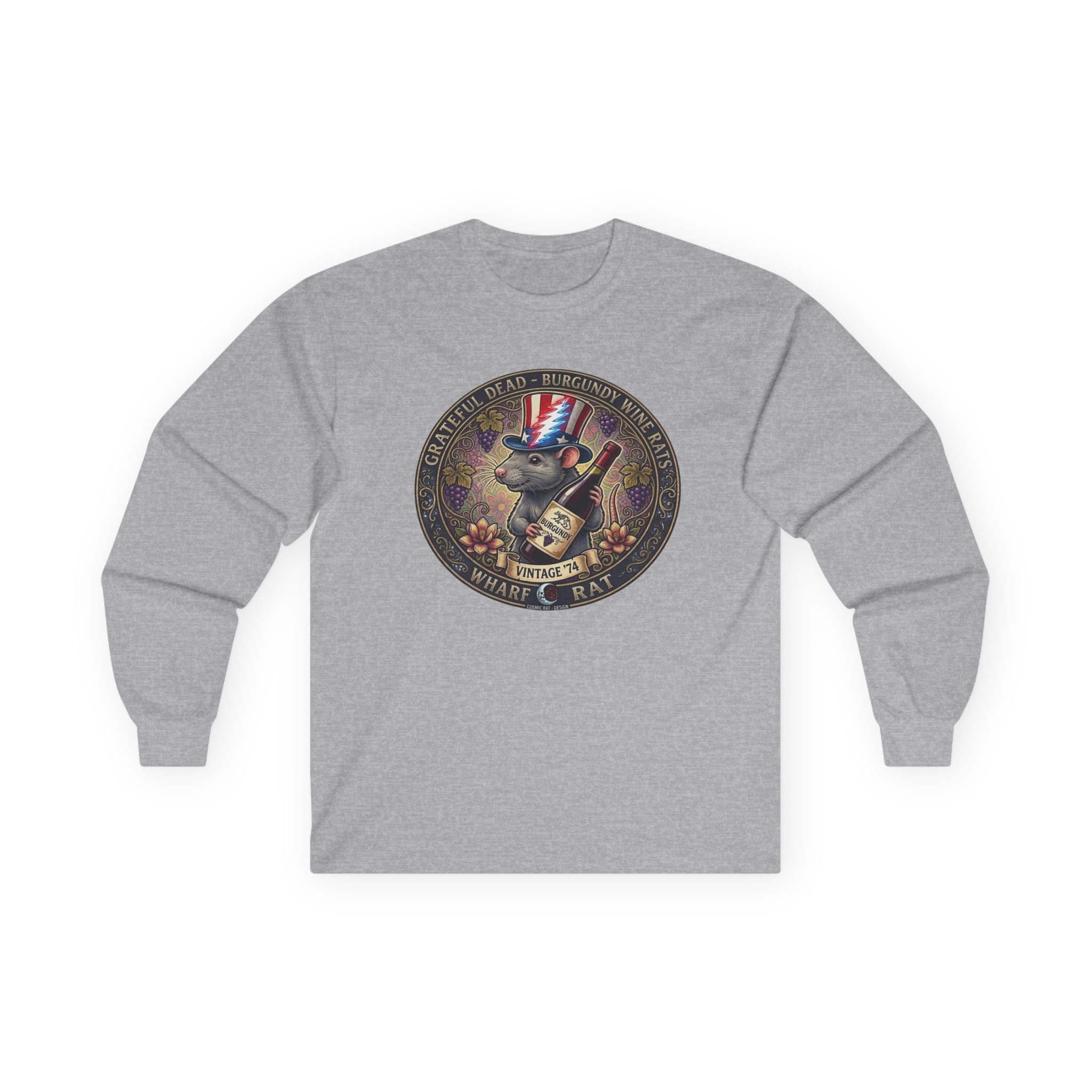 Grateful Dead Wharf Rat Long Sleeve Tee | Americana Skull Badge, Gift for Deadhead dad, brother, sister, mother