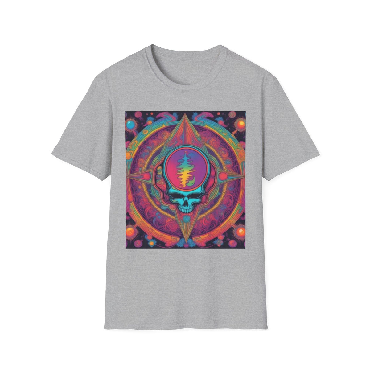 Psychedelic Skull Mandala T-Shirt | Retro Rainbow Grateful Dead Style