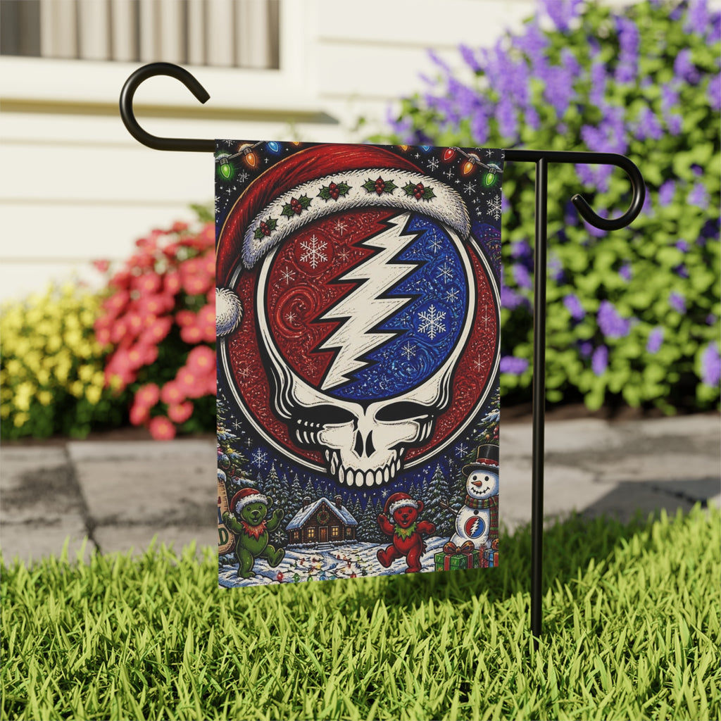 Steal Your Face Santa Skull Garden Flag | House Banner, Holiday Grateful Dead Décor