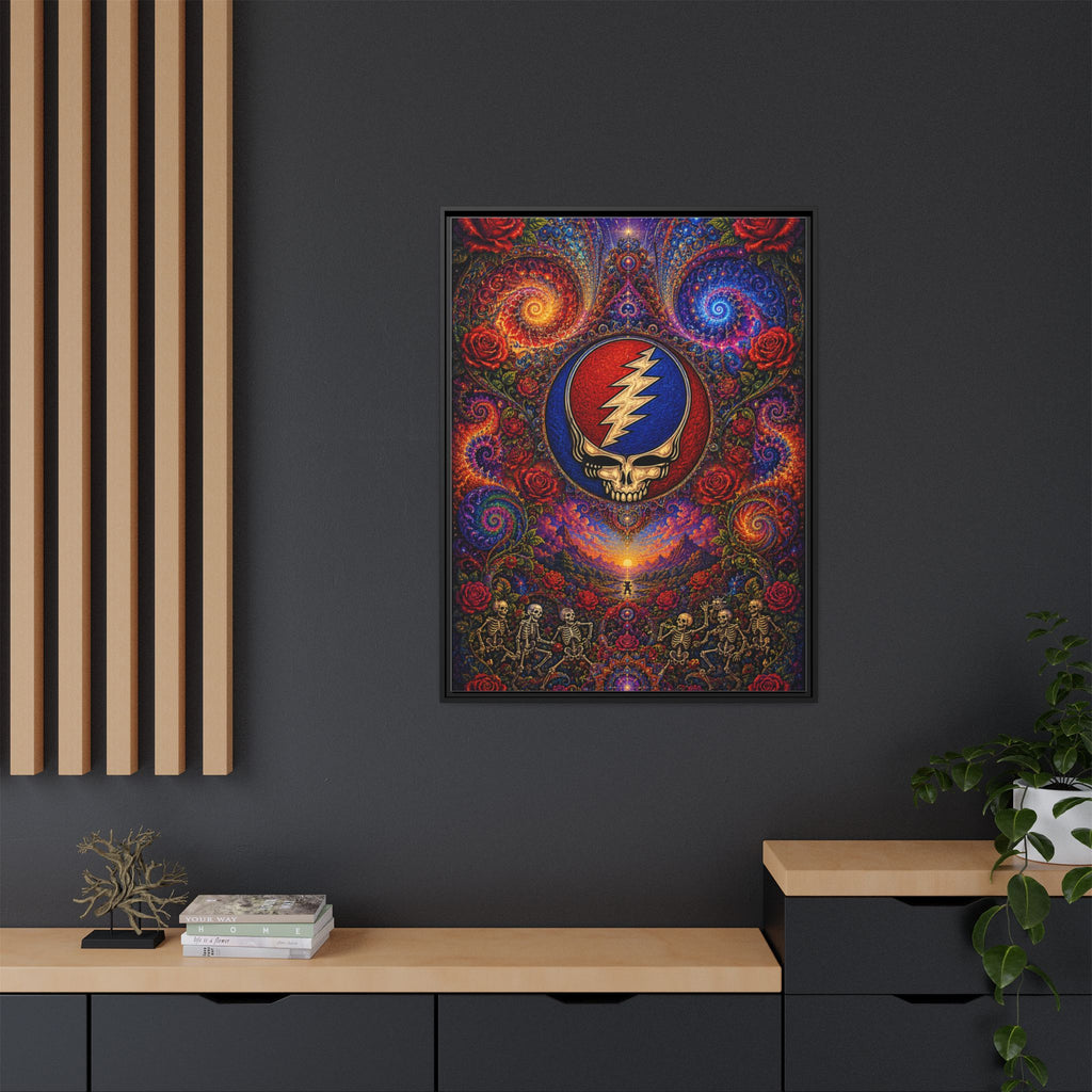 Steal Your Face Skull Lightning Canvas Framed Wall Art | Matte Framed Canvas, Grateful Dead, gift for a deadhead