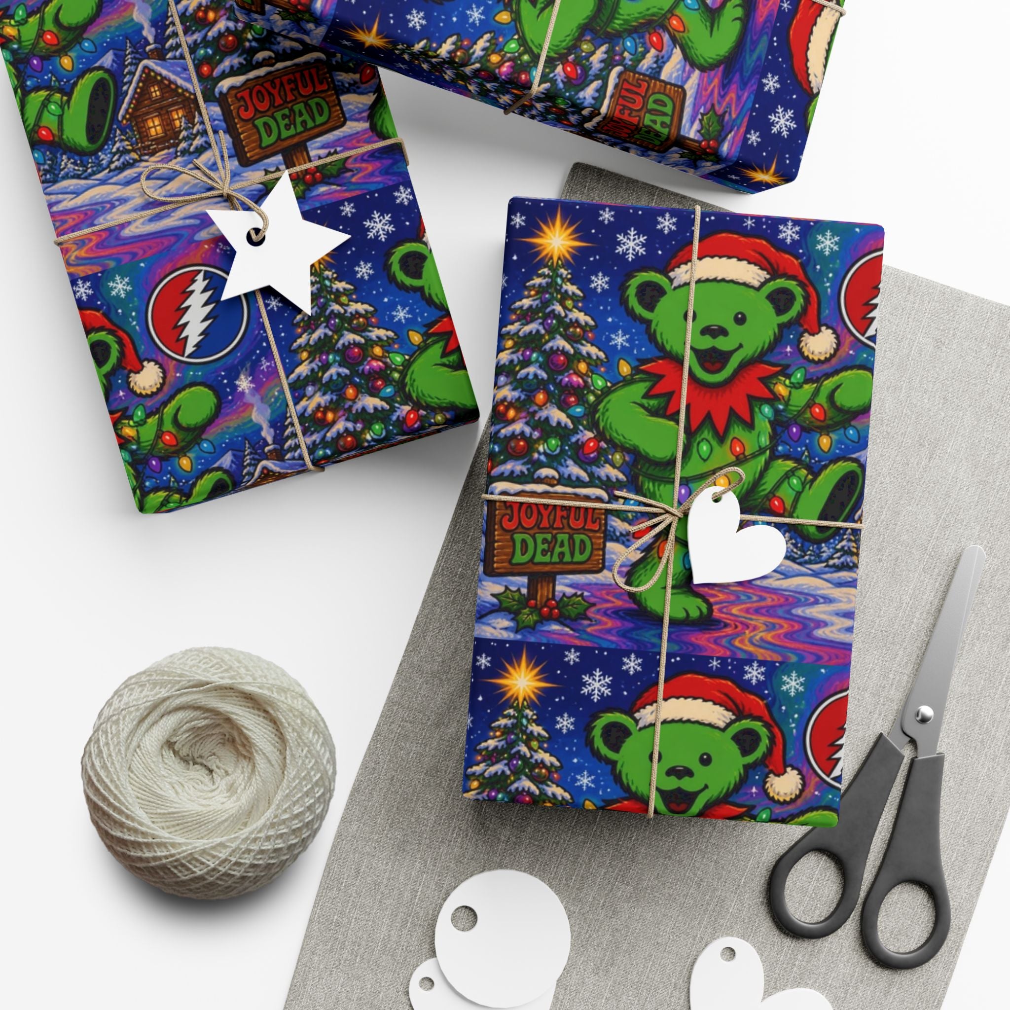 Grateful Dead Bear Christmas wrapping paper | Gift Wrap Papers