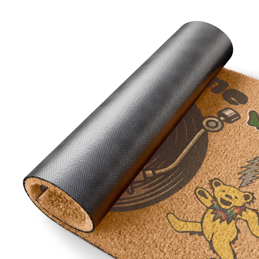 Grateful Dead Dancing Bears Welcome Doormat | Vinyl Record Skull Design