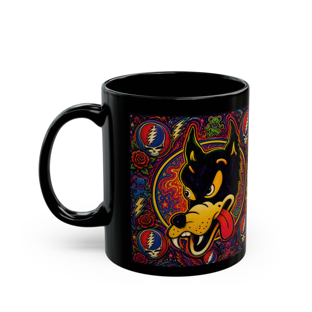 Psychedelic Dire  Wolf Grateful Dead  Art Mug | Black 11oz 15oz