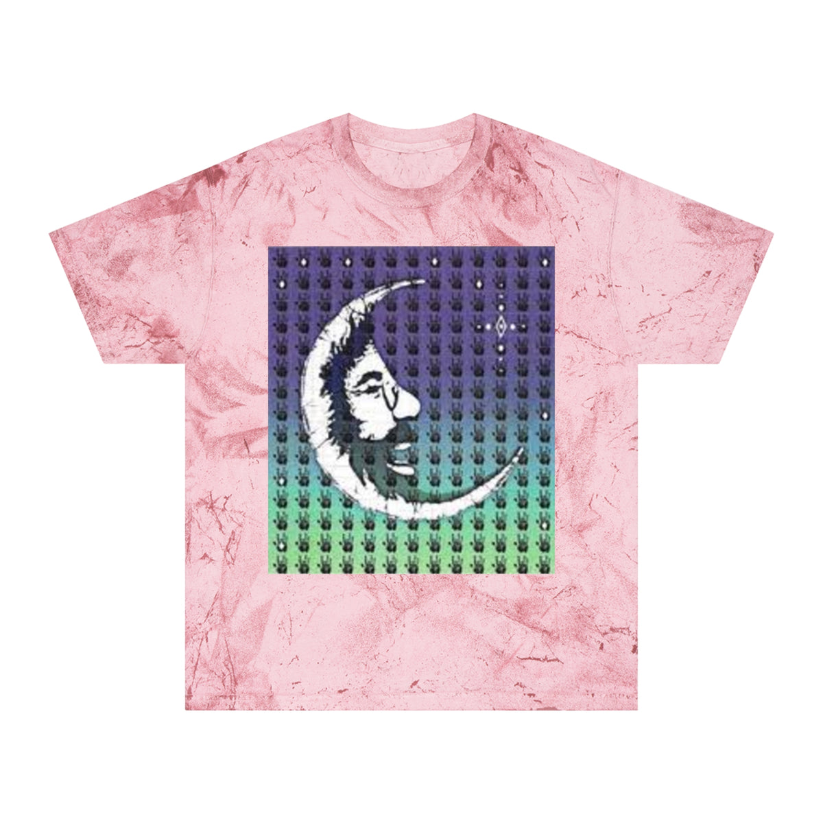 Jerry Garcia blotter Crescent Moon Face Graphic T-Shirt | Gradient Dot Square Print