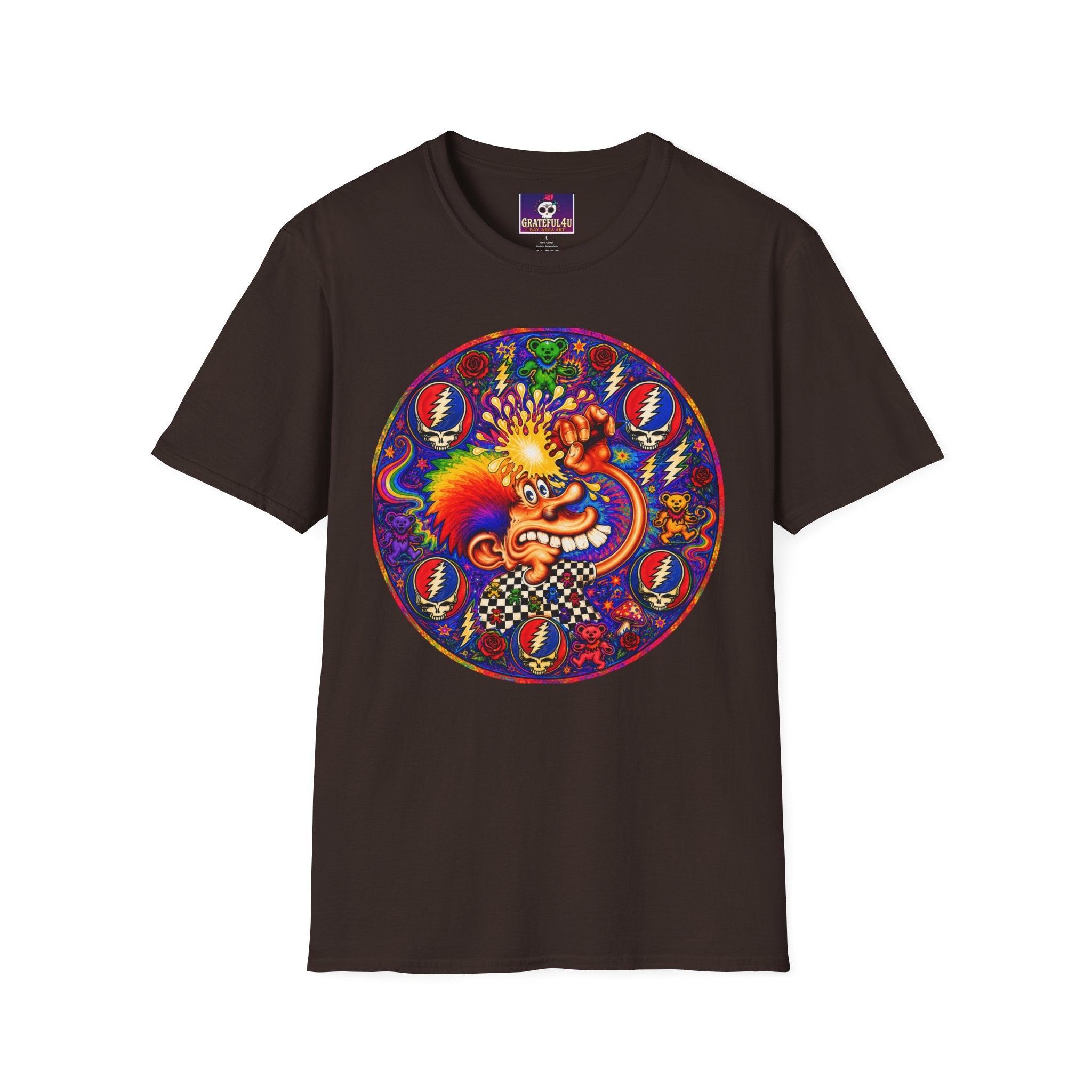 Psychedelic Grateful Dead T-Shirt | Retro Rainbow Skull Lightning