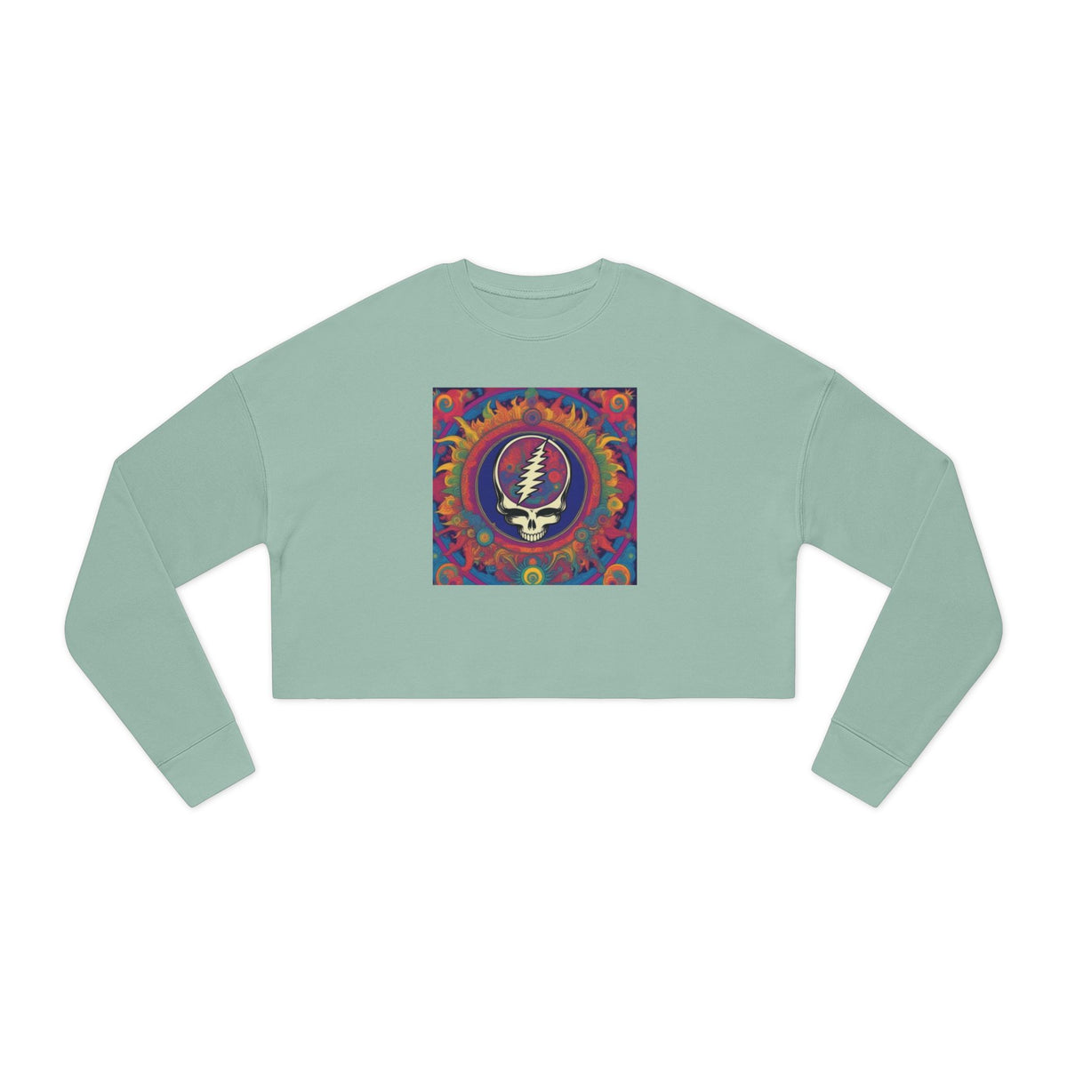 Grateful Dead Steal Your Face Cropped Sweatshirt | Psychedelic Tie-Dye Skull