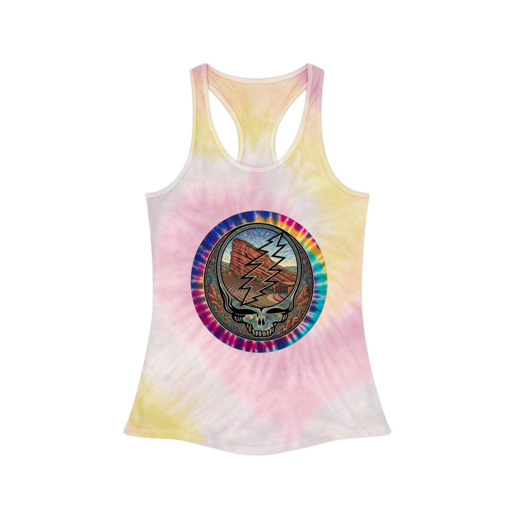 Steal Your Face Tie Dye Racerback Tank Top | Pastel Grateful Dead, gift for deadhead, red rocks amphitheater
