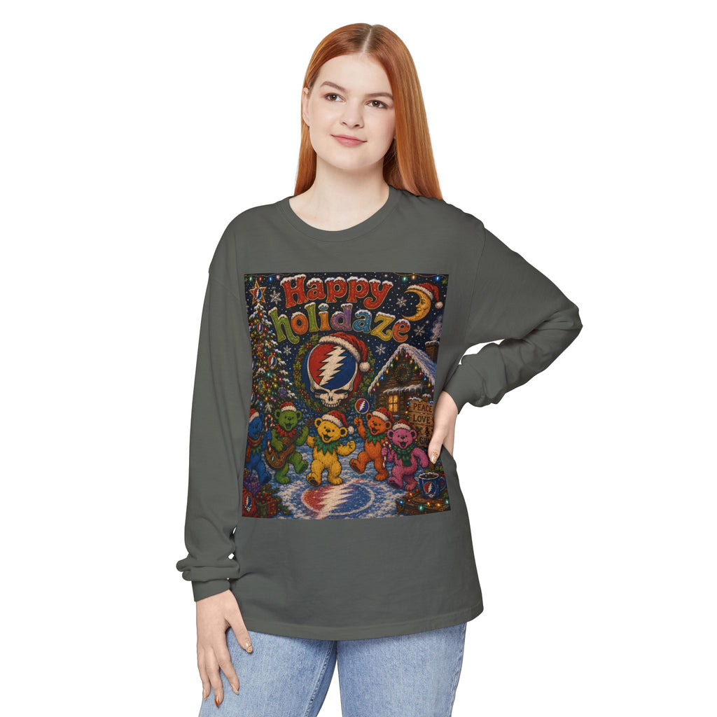 Grateful Dead "Happy Holidaze" Bears Long Sleeve Shirt | Holiday Music Tee, gift for deadhead, ugly christmas shirt