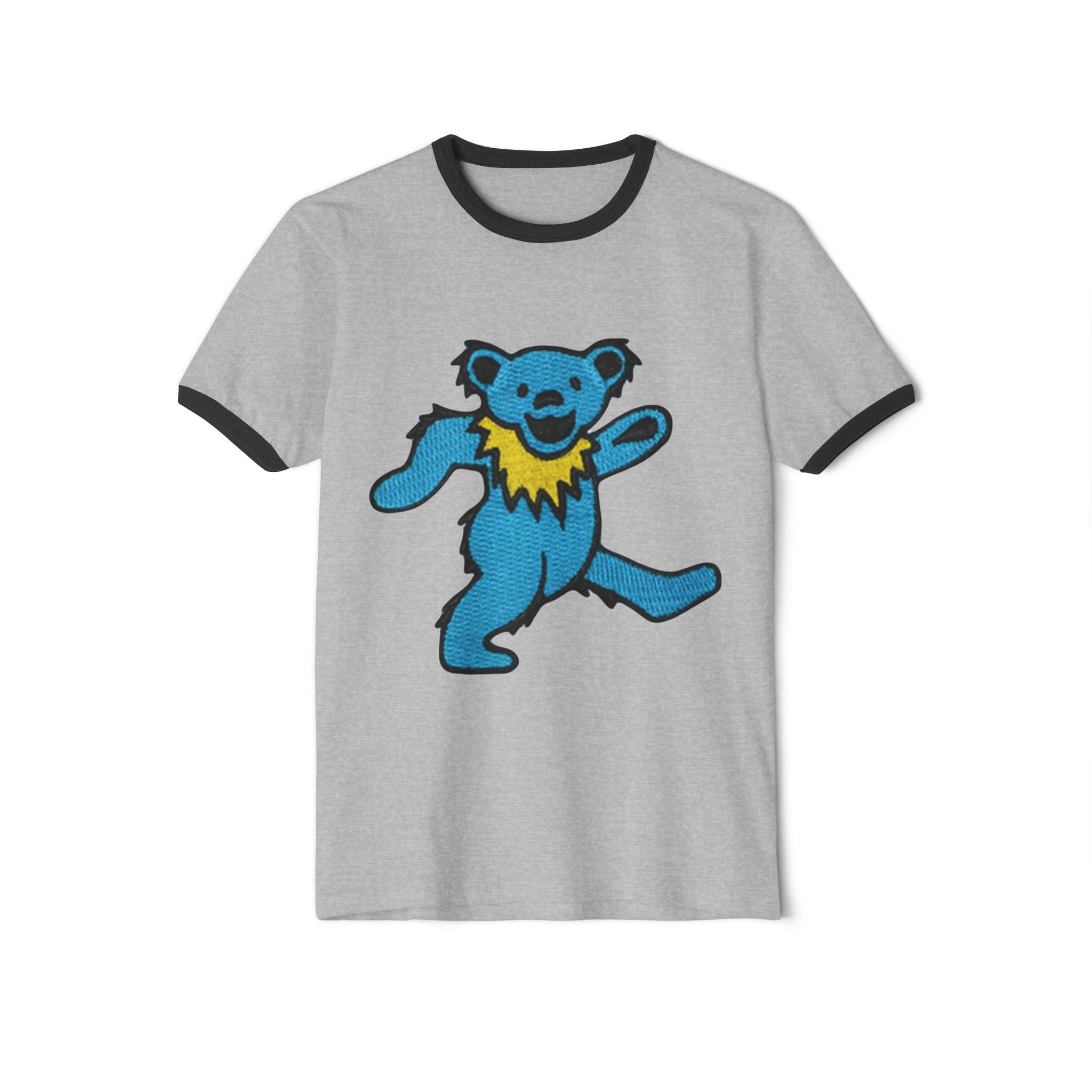 Dancing Blue Bear ringer tee | Vintage Grateful Dead-style bear shirt