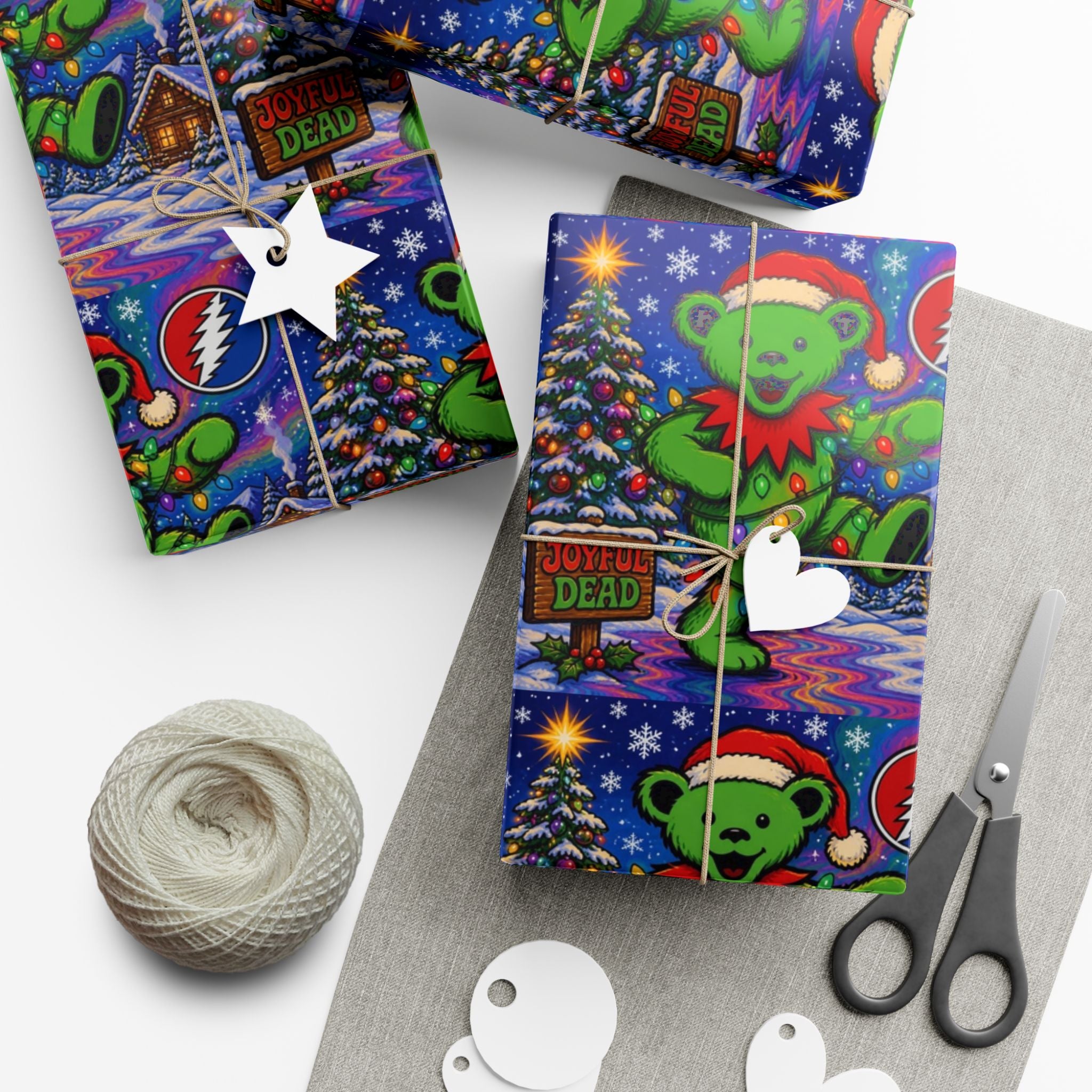 Grateful Dead Bear Christmas wrapping paper | Gift Wrap Papers