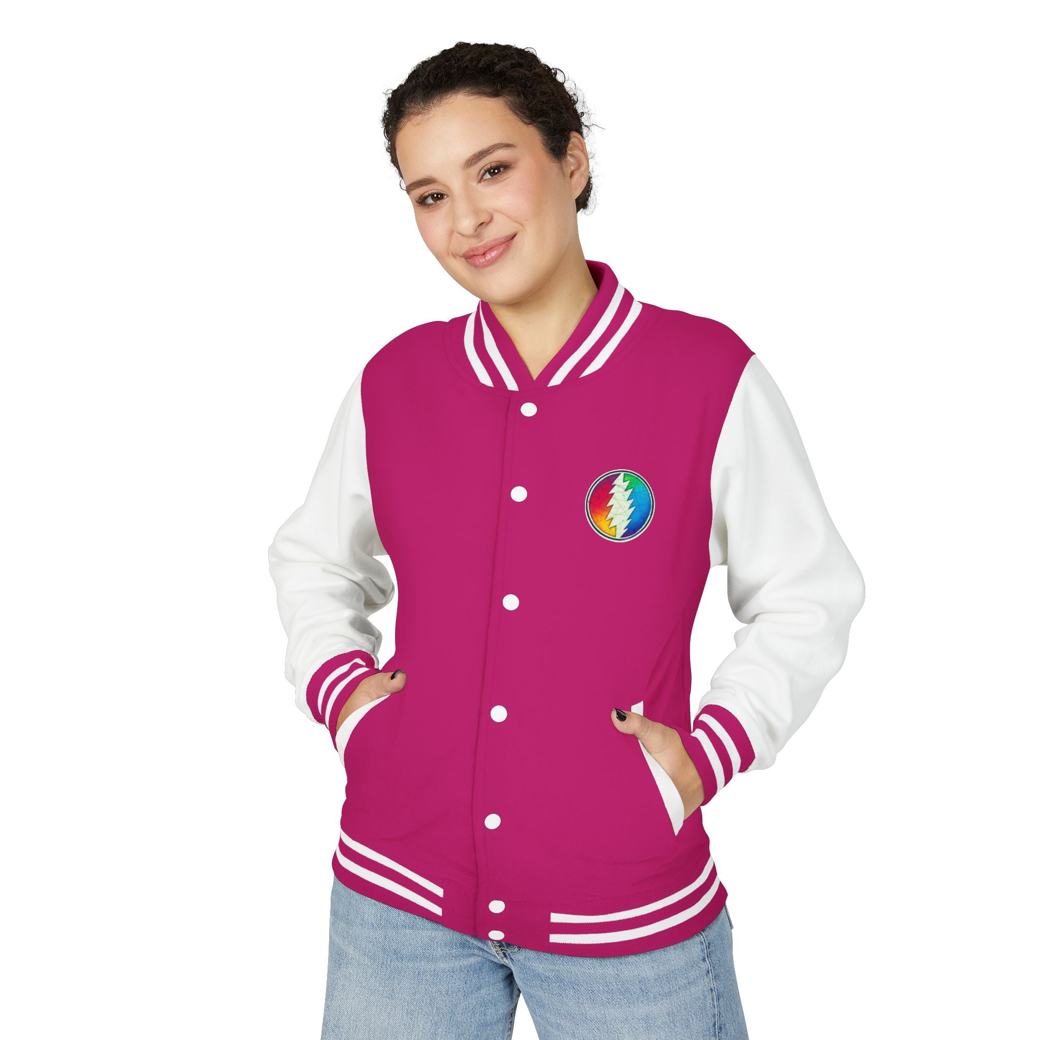 Rainbow Grateful Dead Steal Your Face Letterman Jacket | Varsity Jacket, gift for deadhead unisex